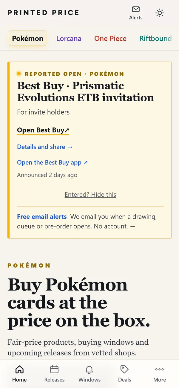 PrintedPrice.com on a phone